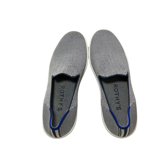 Rothy’s City Slip On Knit Sneakers Navy White Knit Washable Sustainable Size 8 - Picture 8 of 9